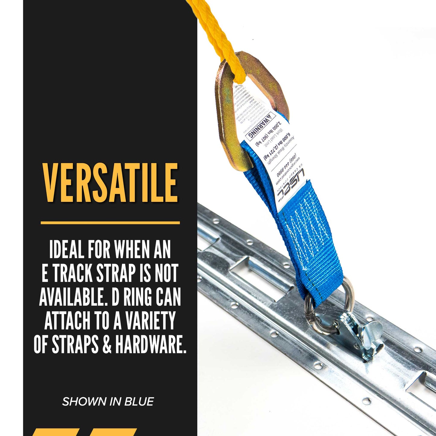 Heavy Duty 9-1/2" E-Track Rope Tie-Off - Blue | 6,000 lbs. BS