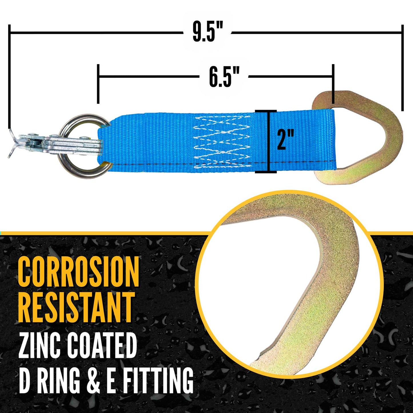 Heavy Duty 9-1/2" E-Track Rope Tie-Off - Blue | 6,000 lbs. BS