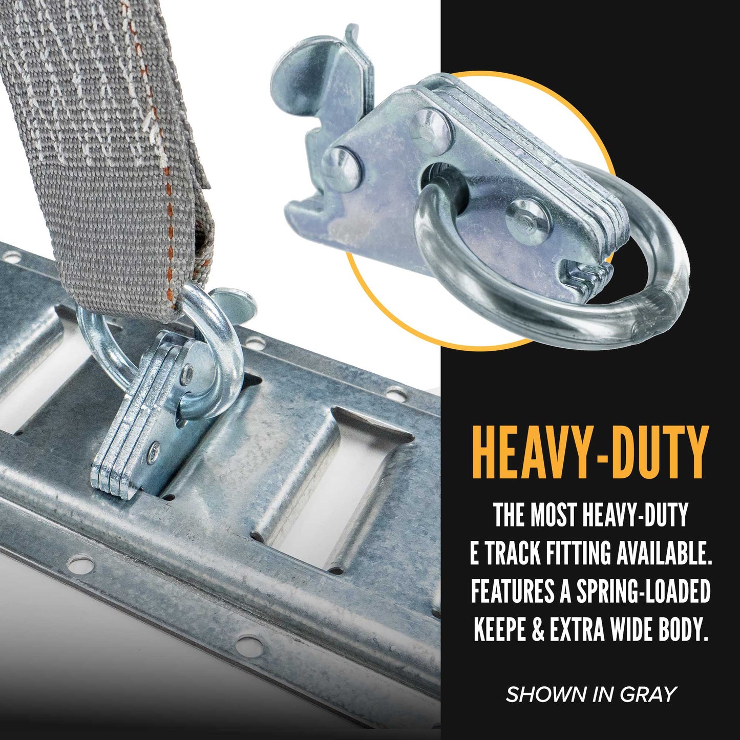 Heavy Duty 9-1/2" E-Track Rope Tie-Off - Gray | 6,000 lbs. BS