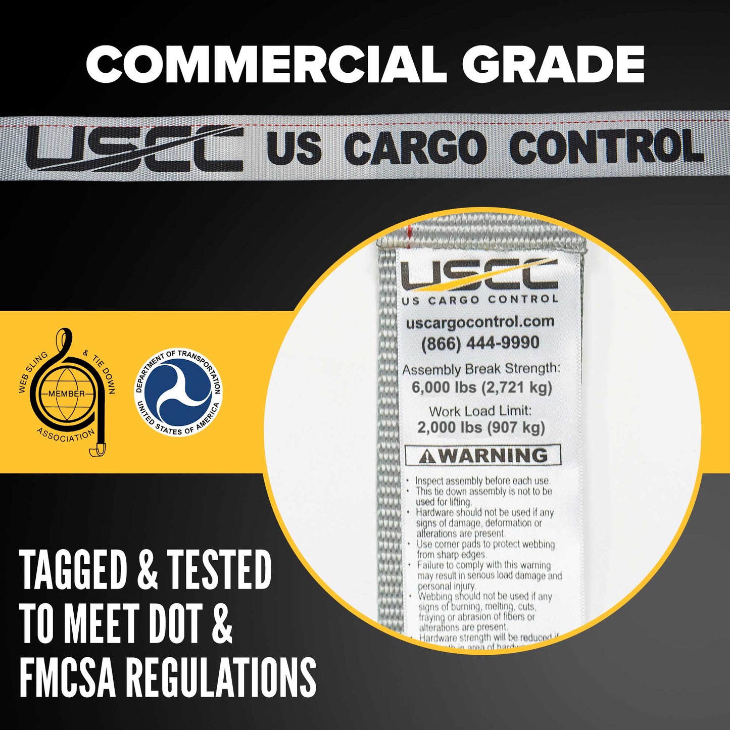  WSTDA approved e track tie off strap 