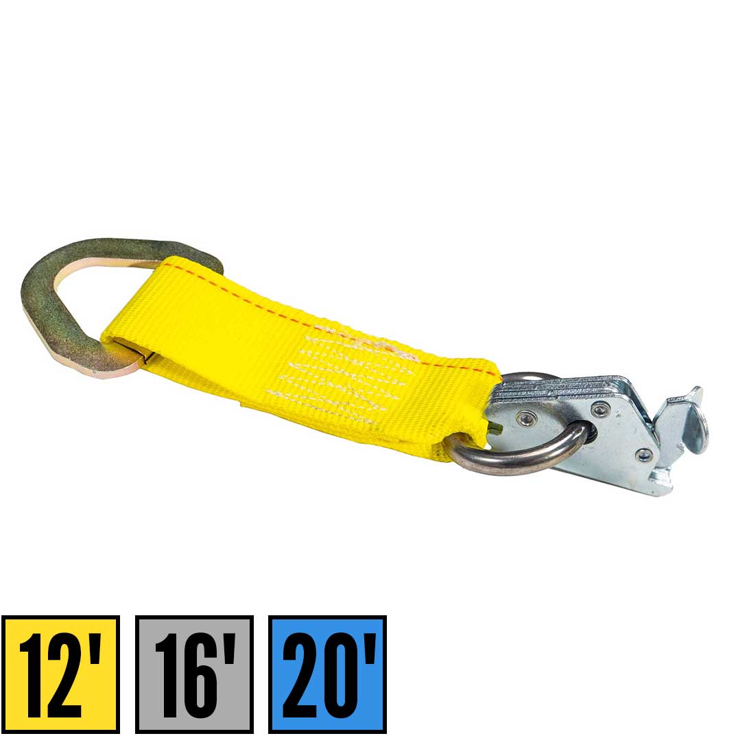 Heavy Duty 9-1/2" E-Track Rope Tie-Off - Yellow | 6,000 lbs. BS