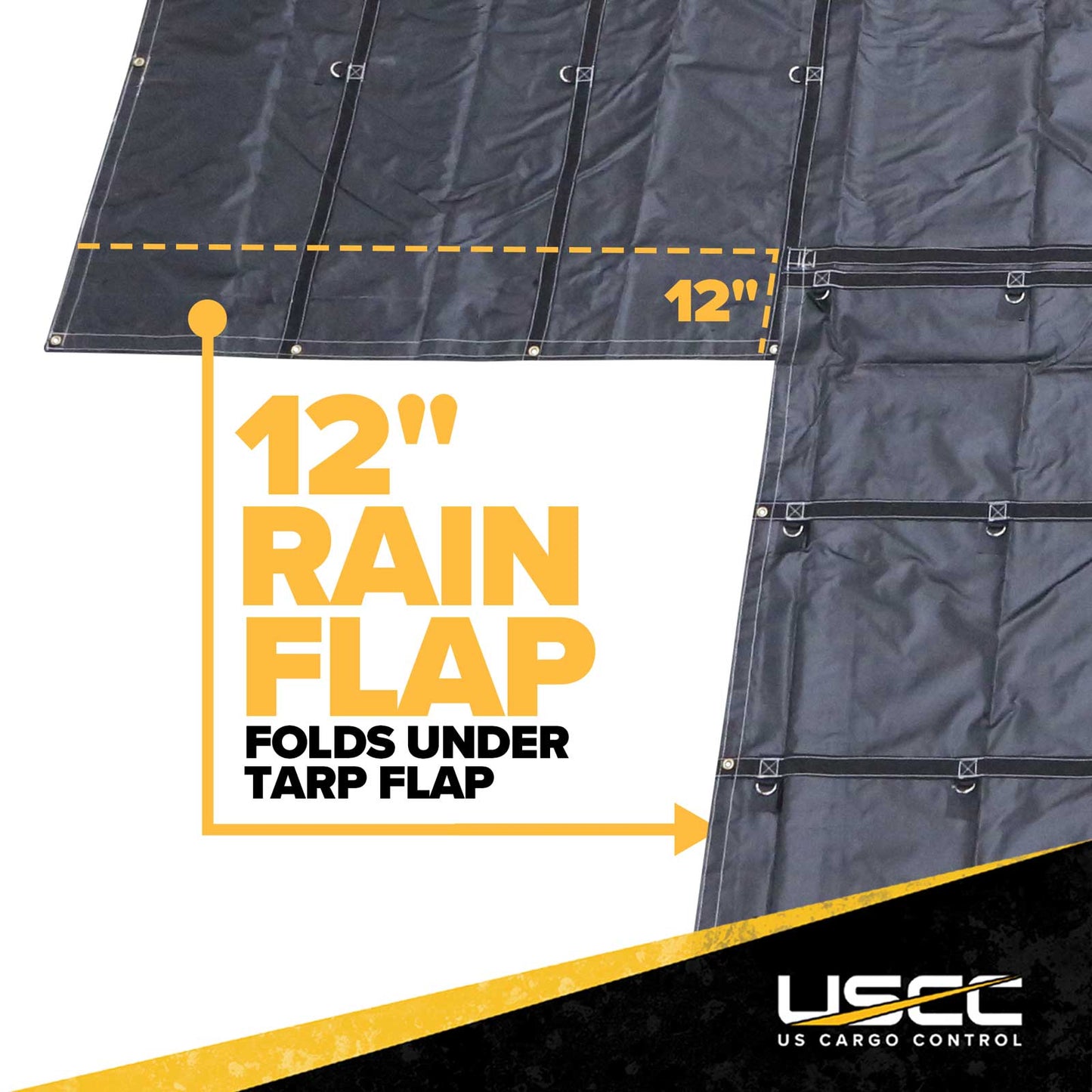 20' x 28' Heavy Duty Lumber Tarp | 6' Drop & Flap - 18 oz. Black Tarp