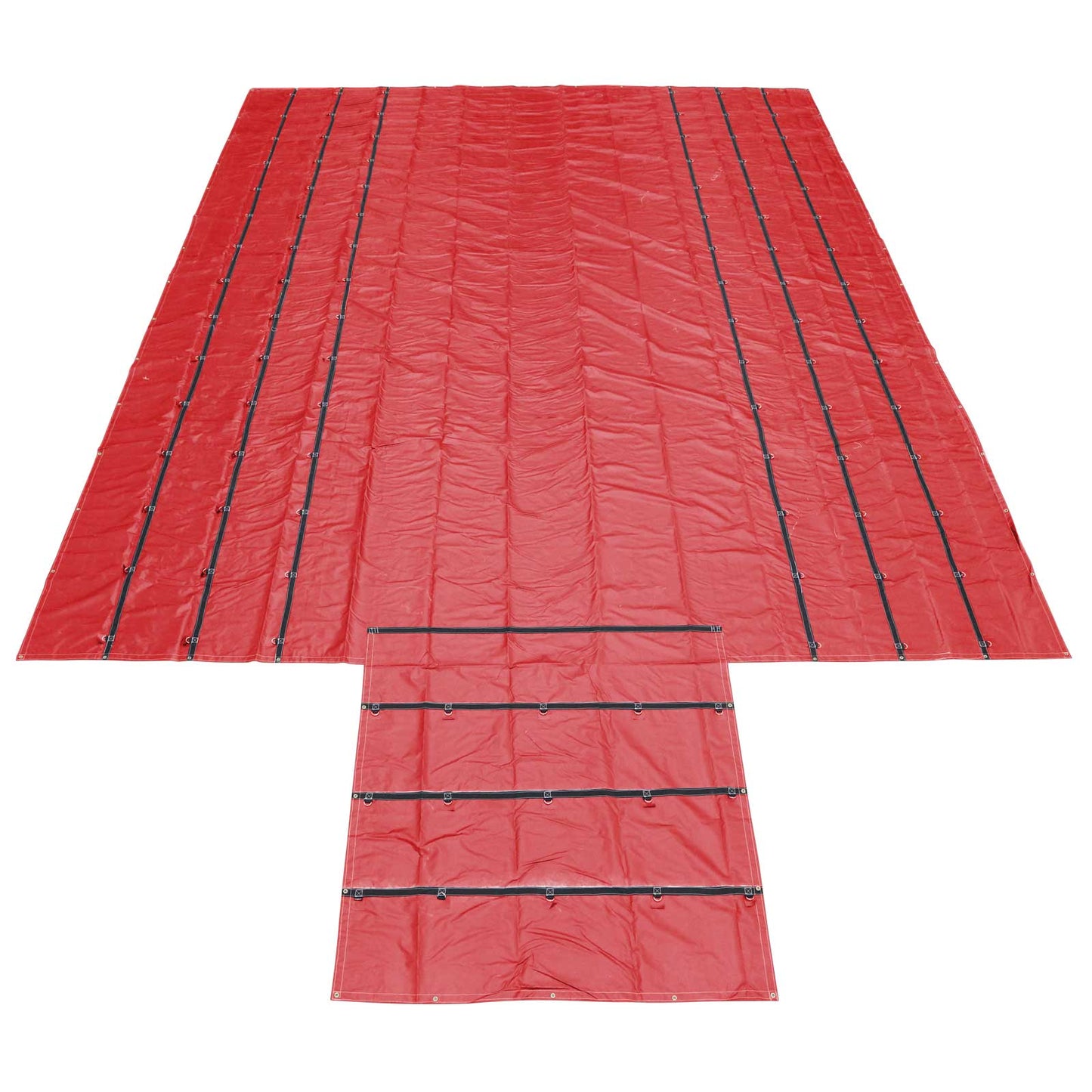 24' x 28' Heavy Duty Lumber Tarp | 8' Drop & Flap - 18 oz. Red Tarp