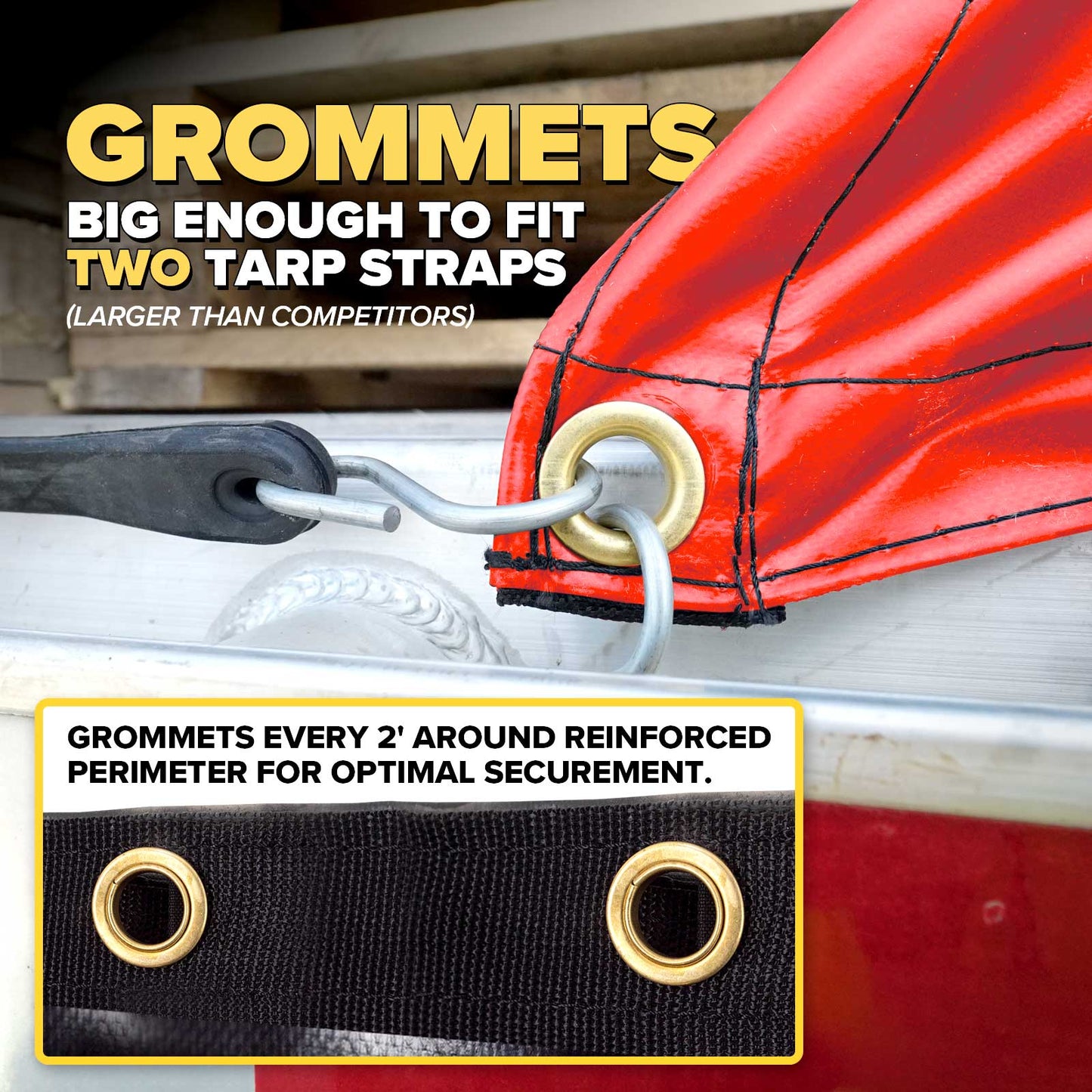 24' x 28' Heavy Duty Lumber Tarp | 8' Drop & Flap - 18 oz. Red Tarp