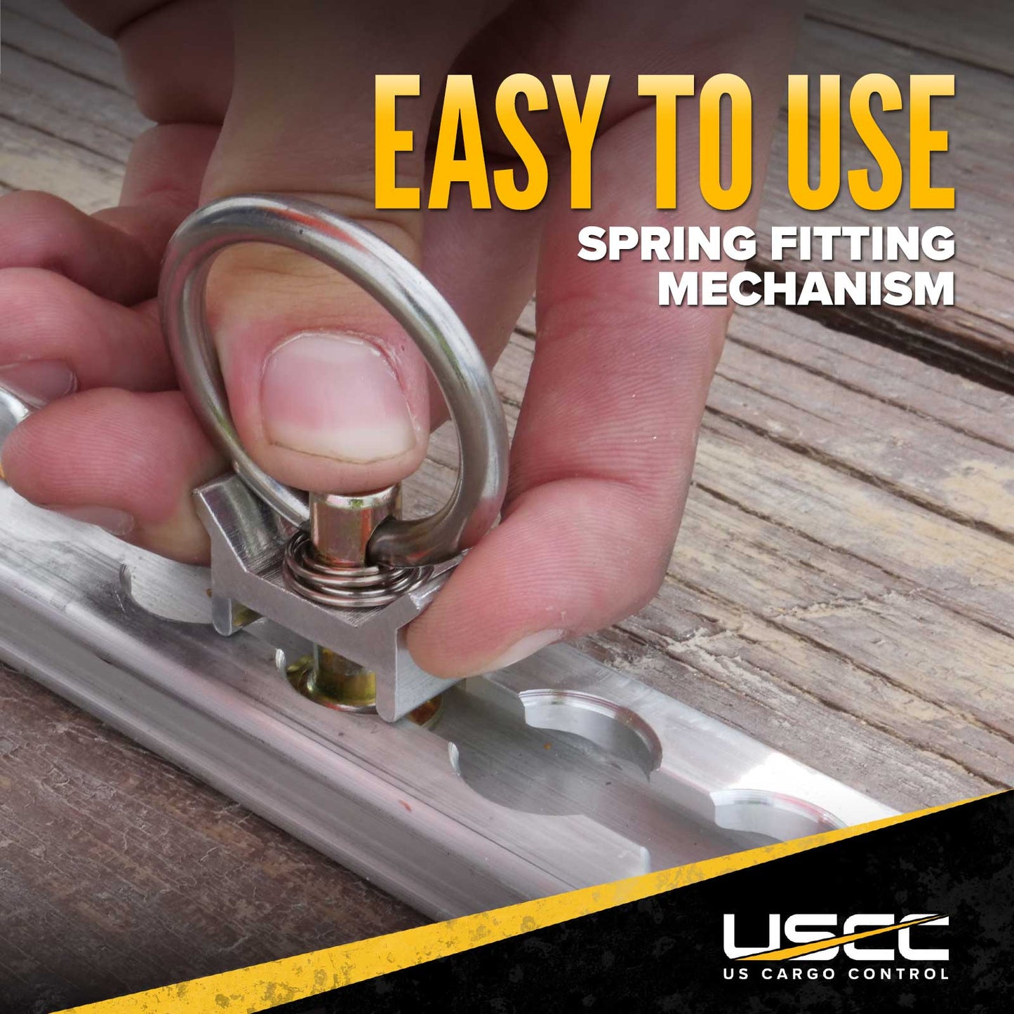 Single Stud L-Track Fitting with Stainless Steel Round Ring | 4,000 lbs. BS
