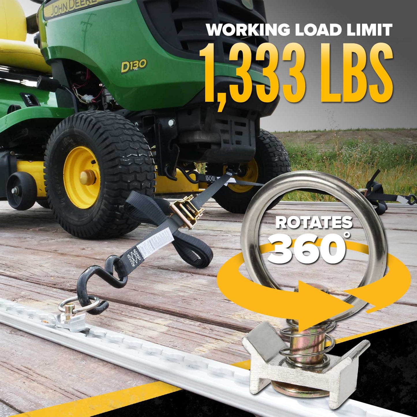 Single Stud L-Track Fitting with Stainless Steel Round Ring | 4,000 lbs. BS