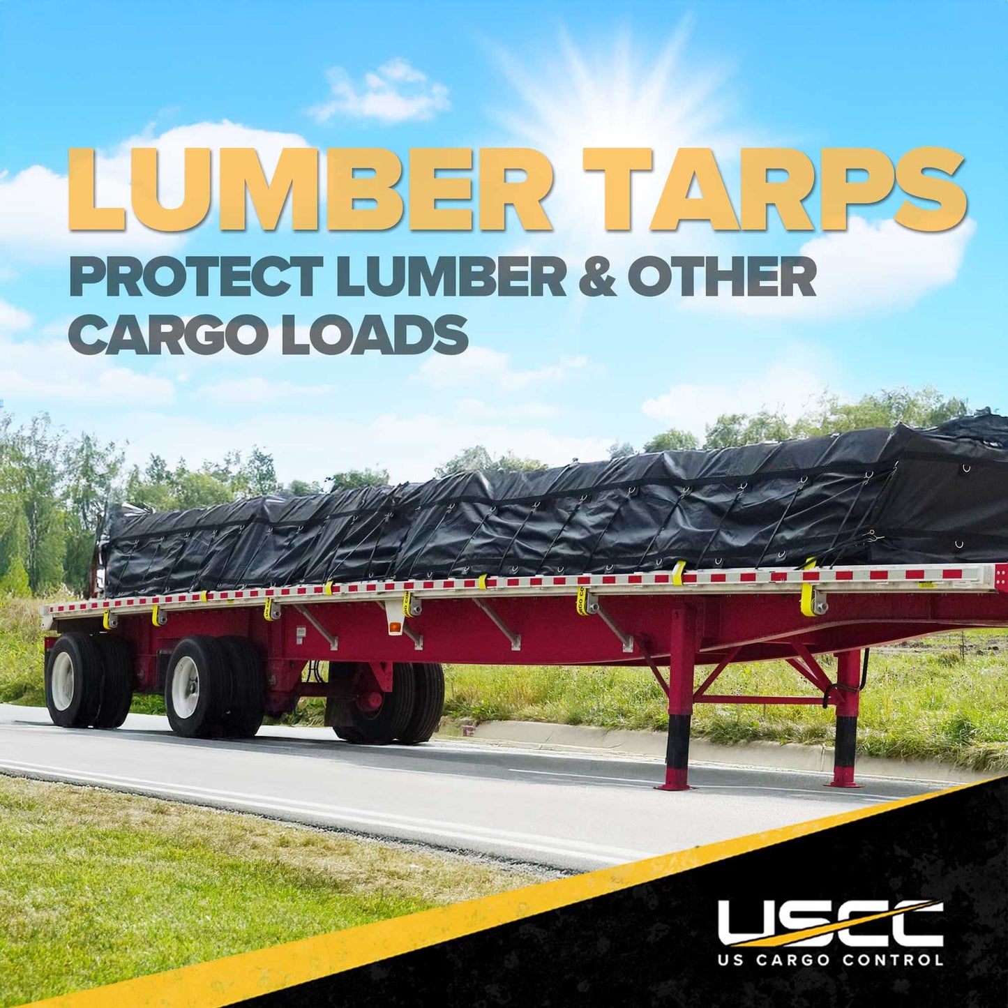 20' x 20' Lightweight Lumber Tarp | 6' Drop & Flap - 14 oz. Black Tarp