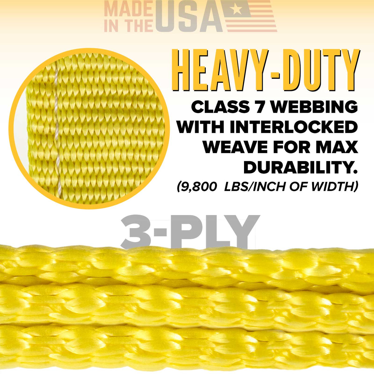 Nylon Lifting Sling - Straight Eye & Eye - 12" x  12' - 3-ply