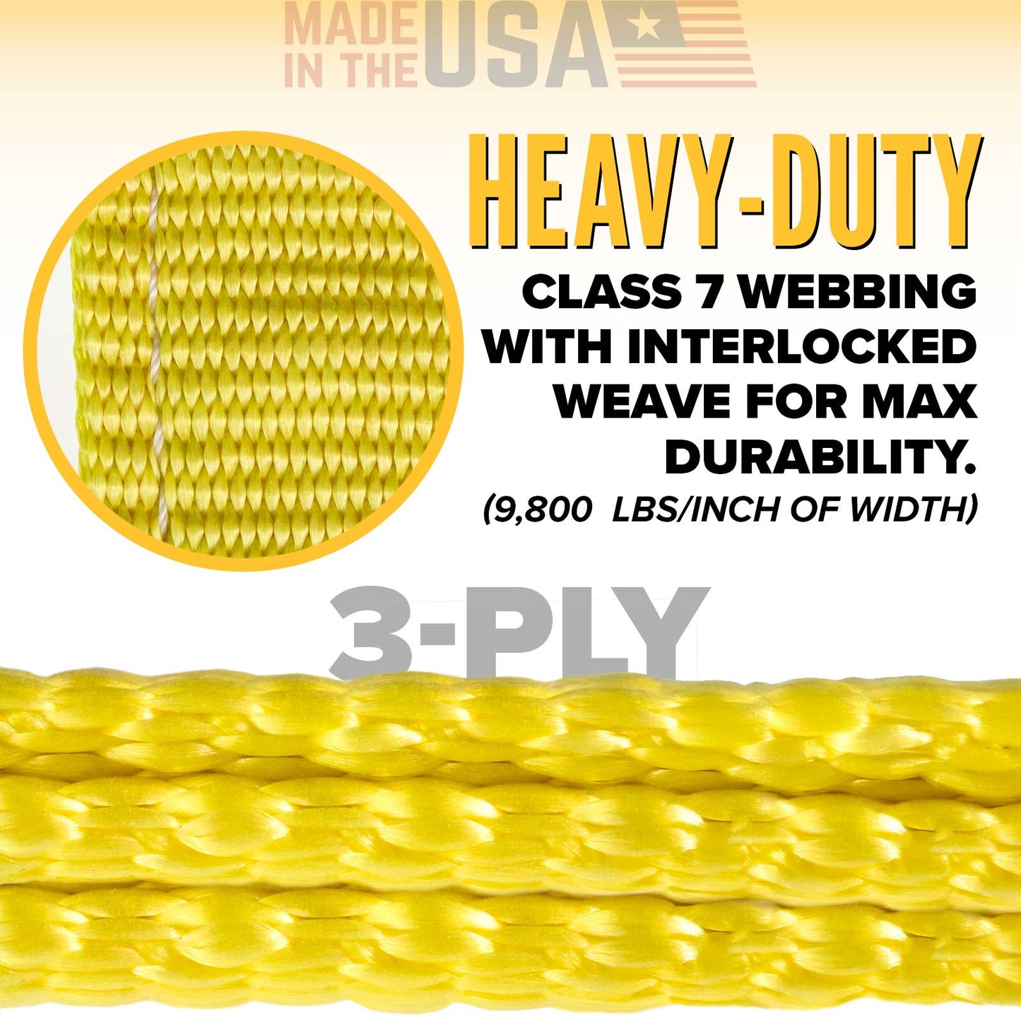 Nylon Lifting Sling - Twisted Eye & Eye - 6" x  10' - 3-ply