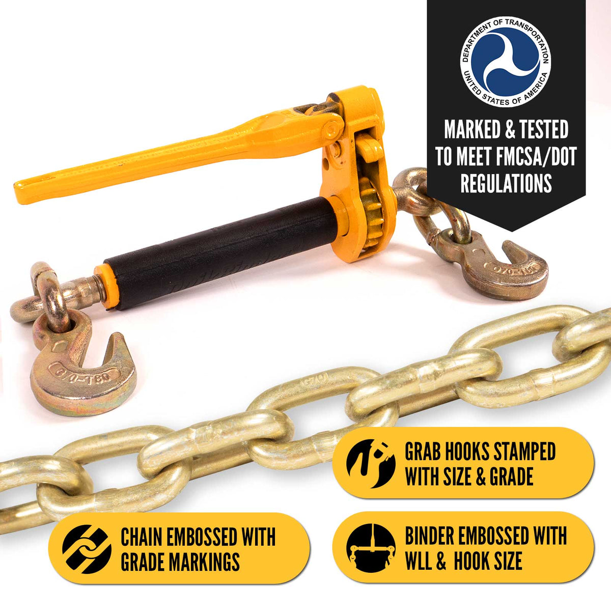 1/2" x 16' Grade 70 Transport Chain and Binder Kit | Peerless QuikBinder Plus