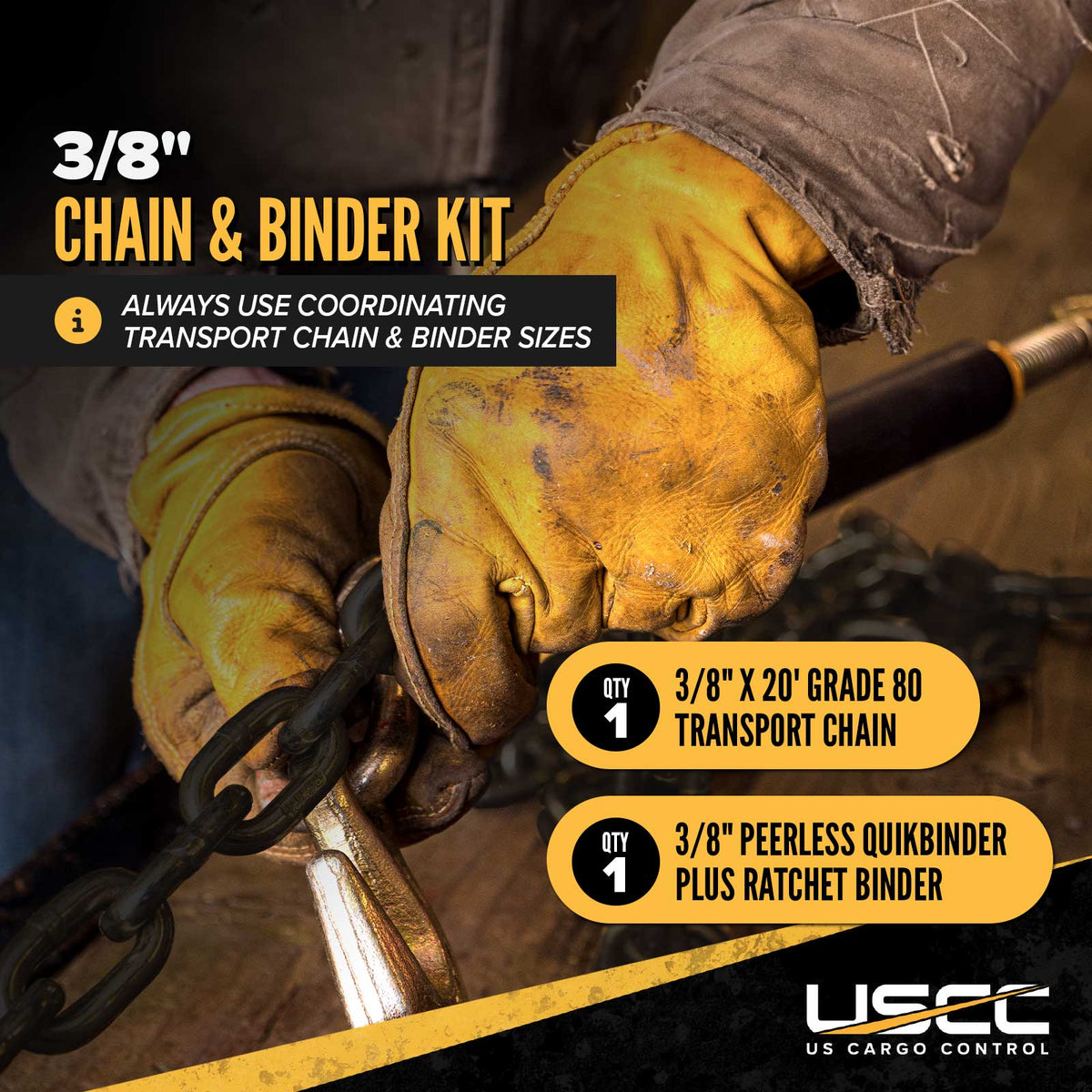 3/8" x 20' Grade 80 Chain and Binder Kit | Peerless QuikBinder Plus