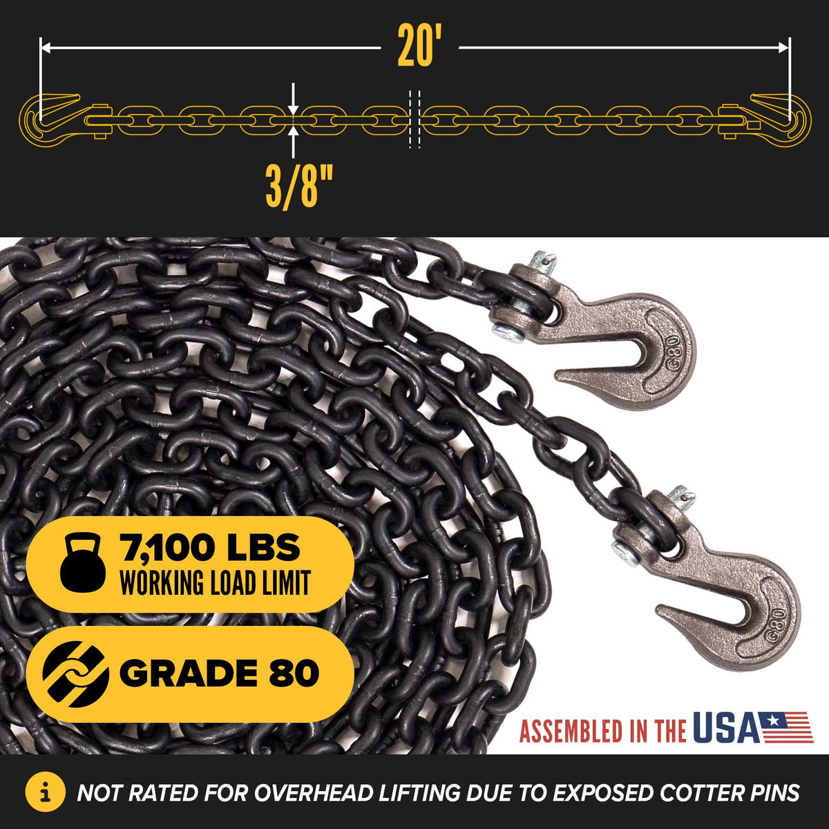 3/8" x 20' Grade 80 Chain and Binder Kit | Peerless QuikBinder Plus