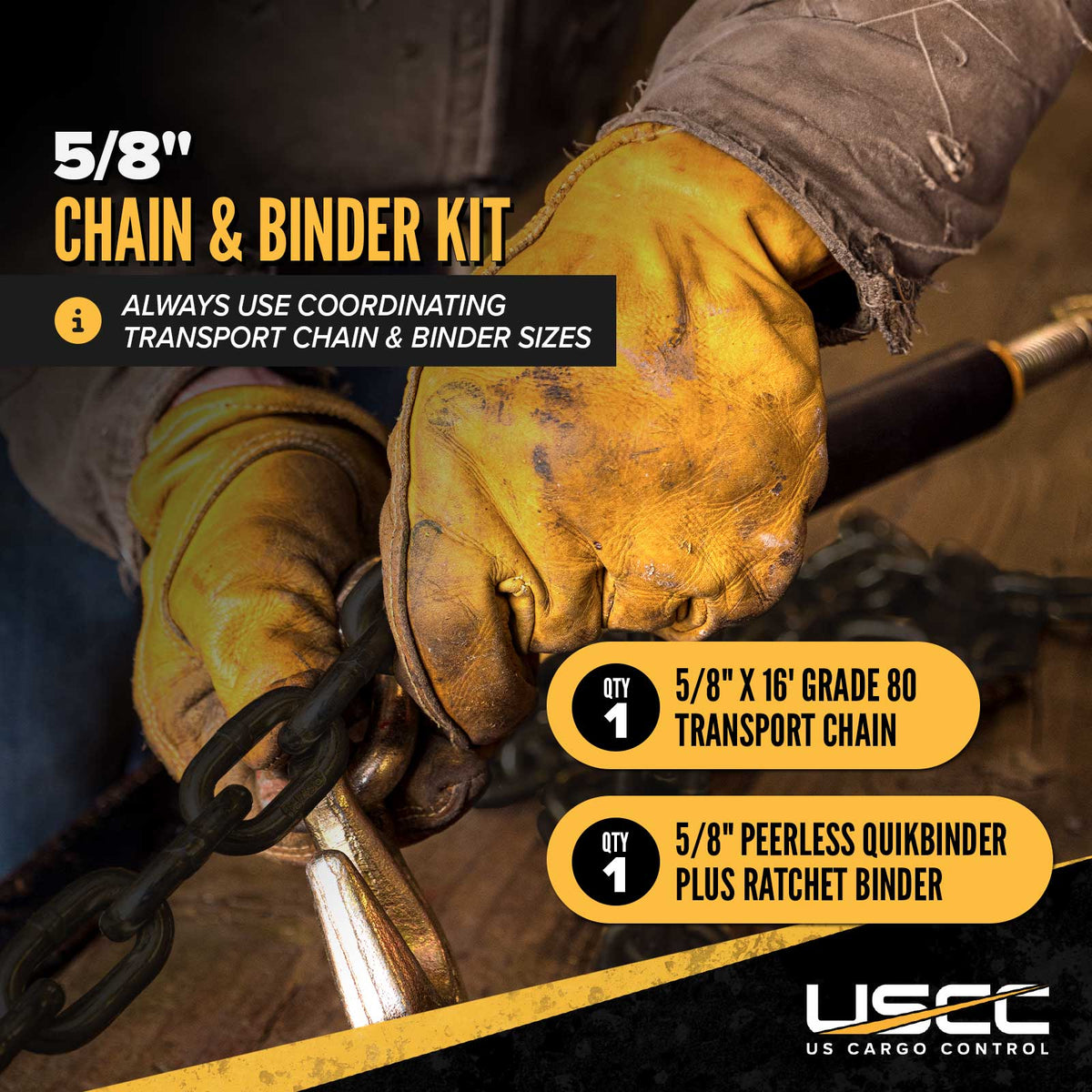 5/8" x 16' Grade 80 Chain and Binder Kit | Peerless QuikBinder Plus