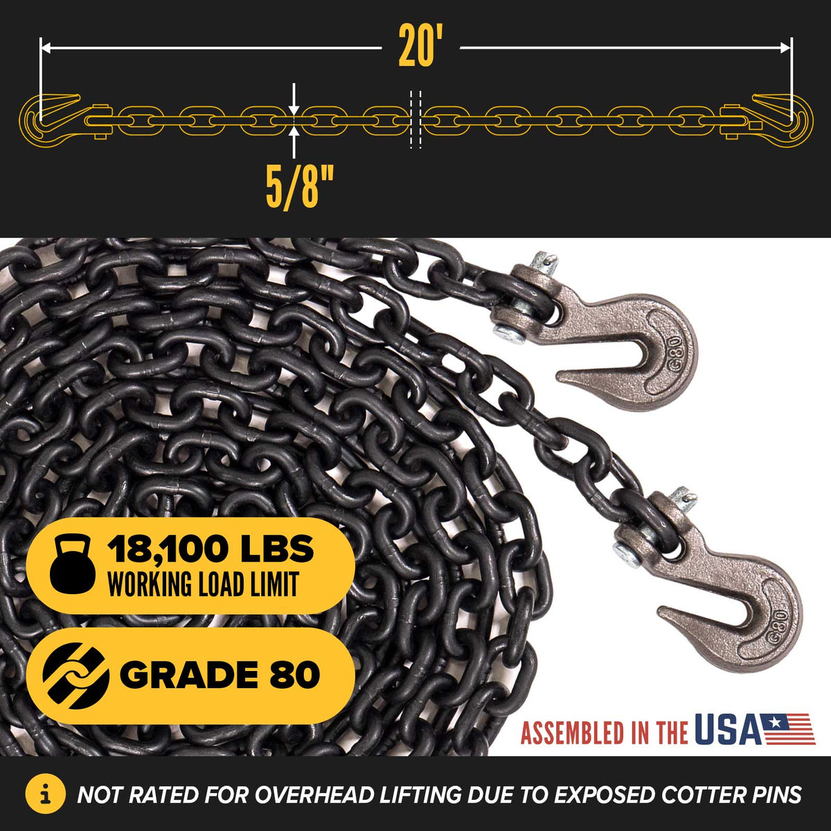 5/8" x 20' Grade 80 Chain and Binder Kit | Peerless QuikBinder Plus