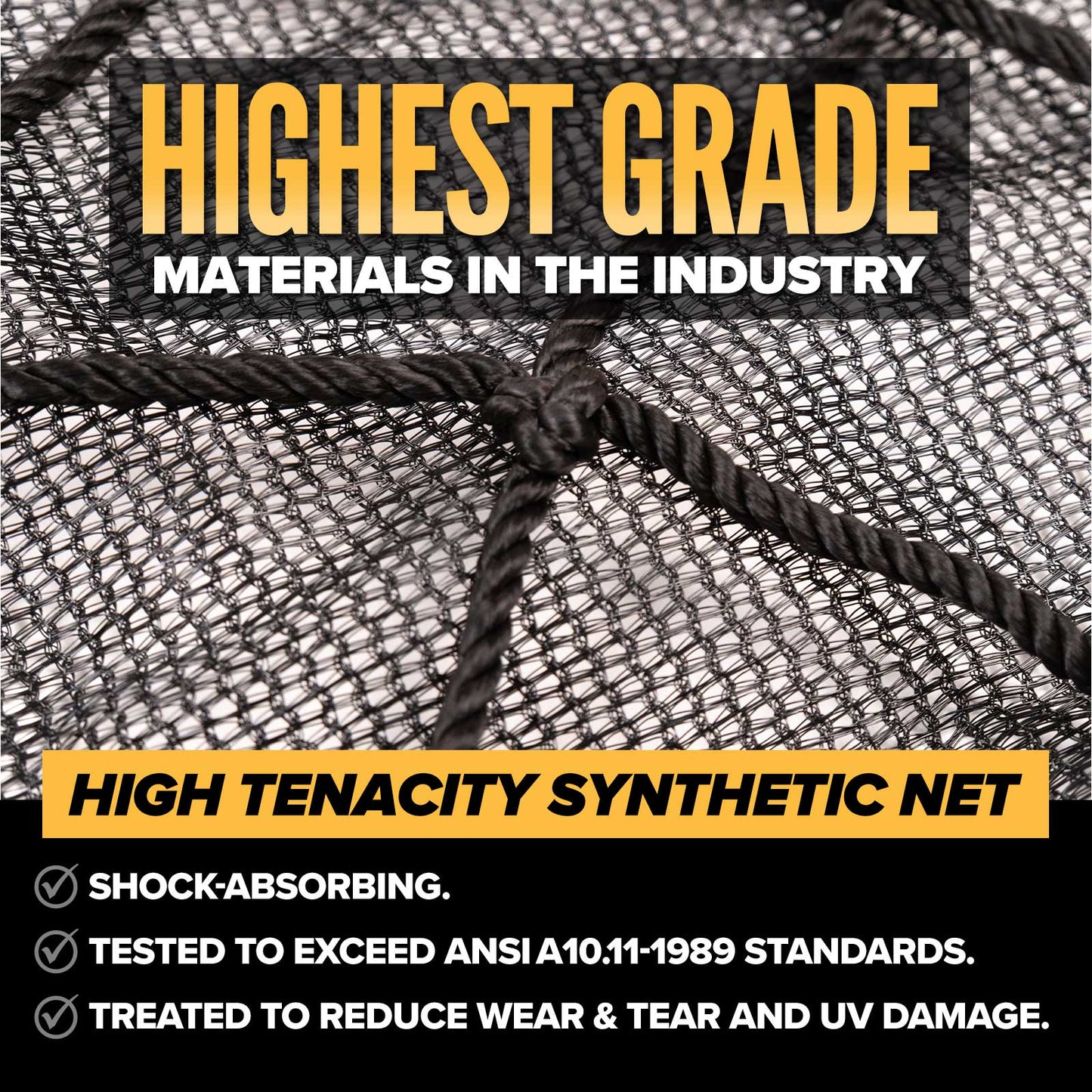 10' x 20' ANSI A10.11 Personnel Safety Net with Debris Liner | 17,500 lbs.