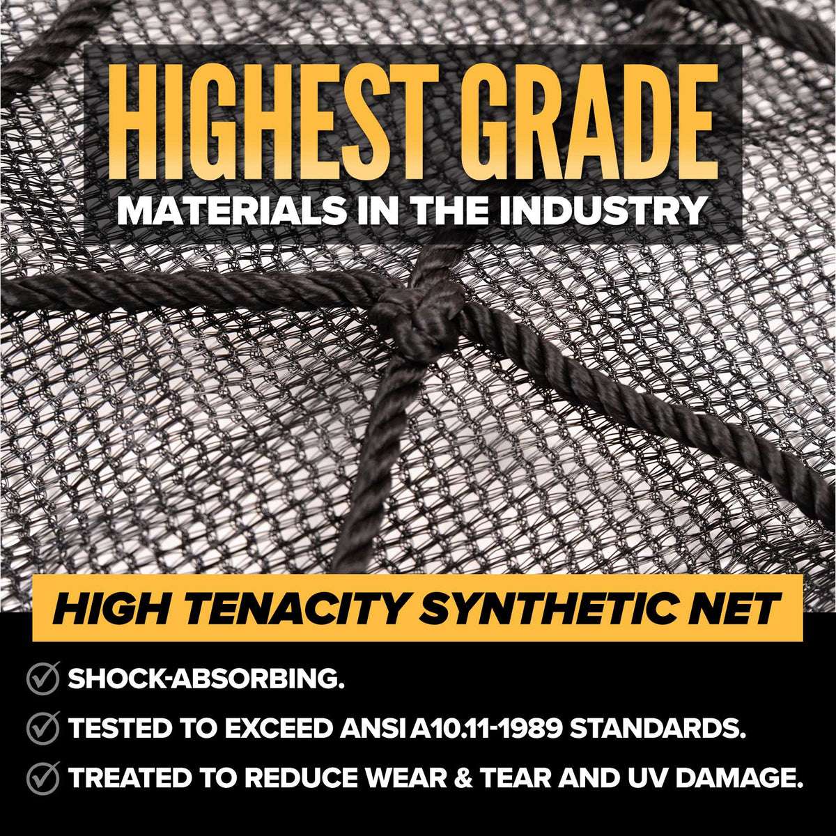 15' x 20' ANSI A10.11 Personnel Safety Net with Debris Liner | 17,500 lbs.