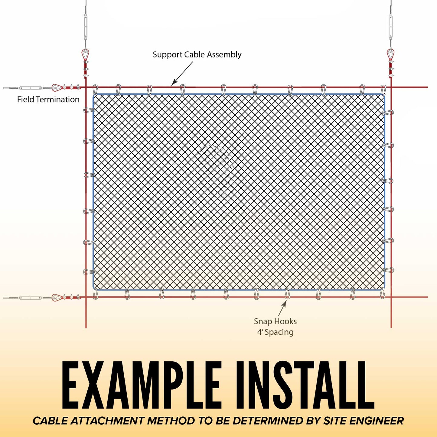 15' x 40' ANSI A10.11 Personnel Safety Net with Debris Liner | 17,500 lbs.
