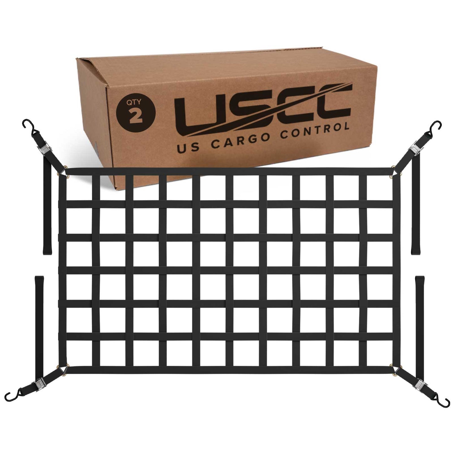 82" x 50" Long Bed Pickup Truck Cargo Net with Cam Buckles & S-Hooks | 2-Pack