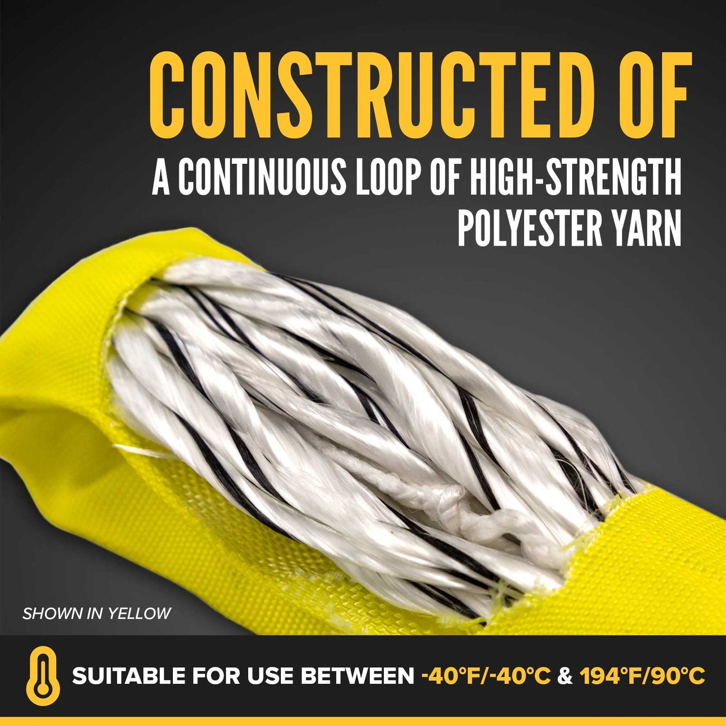 30' Domestic Eye & Eye Round Sling - Polyester | 90,000 lbs. Capacity