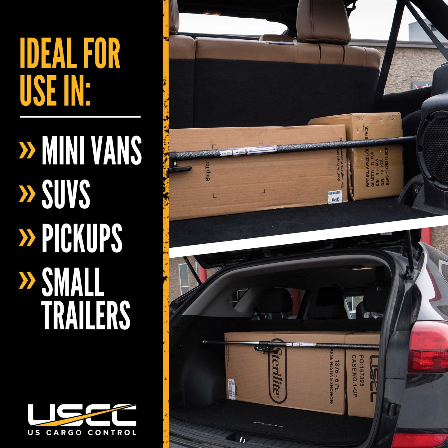 Ratcheting Cargo Bar for Pickup with No-Slip Pads