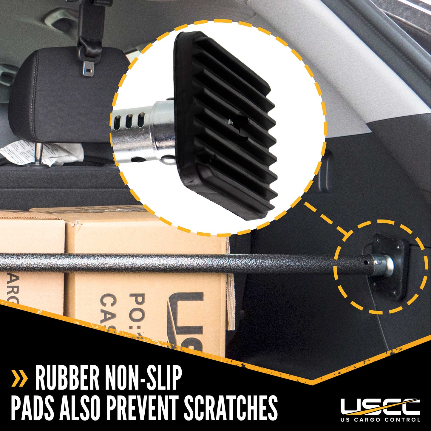 Ratcheting Cargo Bar for Pickup with No-Slip Pads