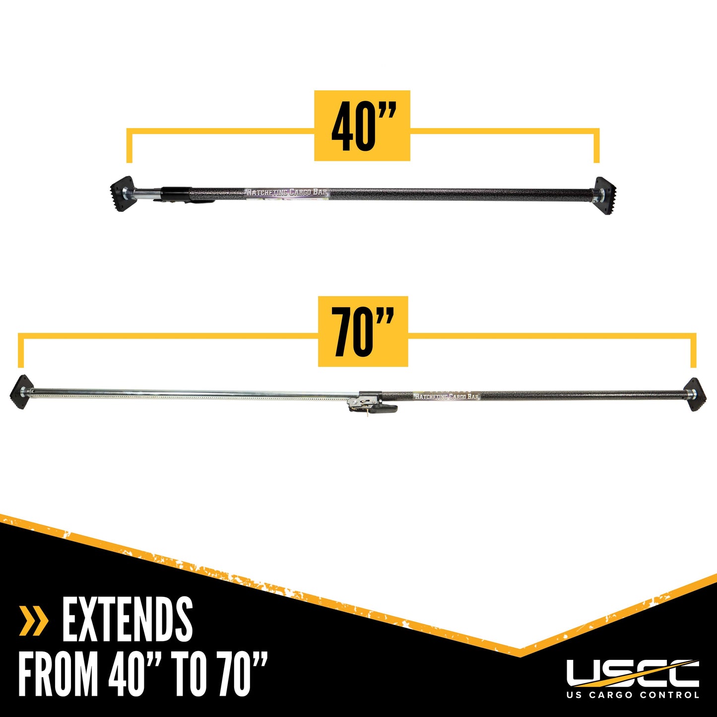 Ratcheting Cargo Bar for Pickup with No-Slip Pads