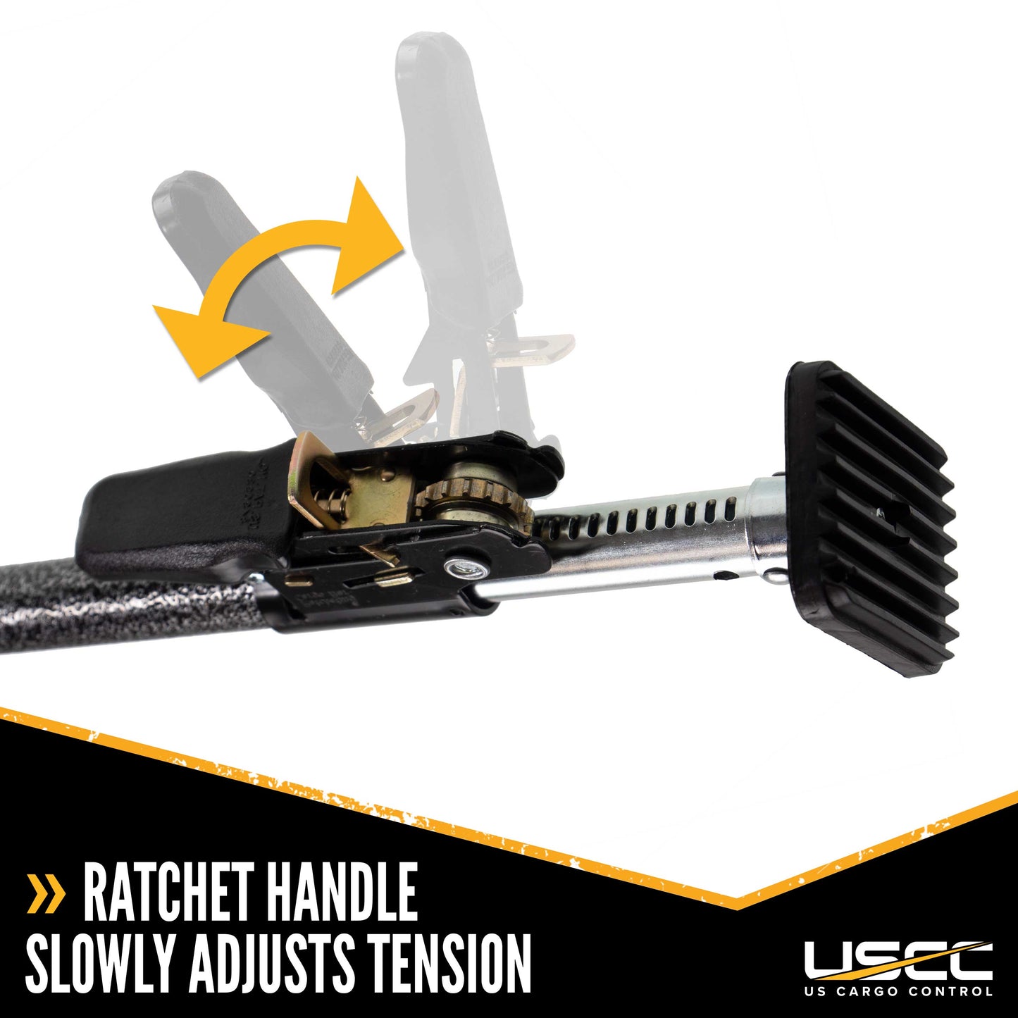 Ratcheting Cargo Bar for Pickup with No-Slip Pads