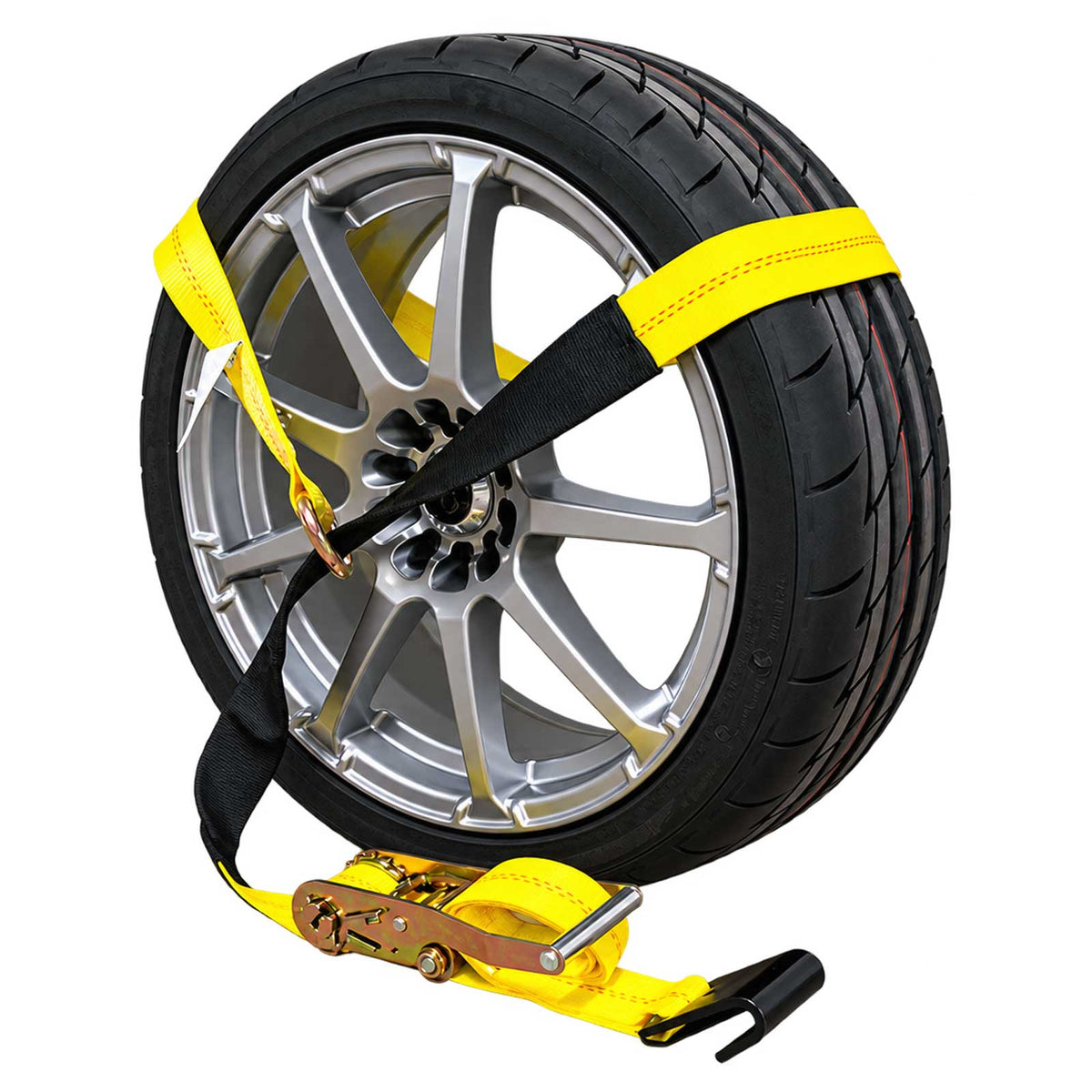 Side Mount Wheel Net with Ratchet and Flat Hook | 2' Cordura Wear Sleeve Included