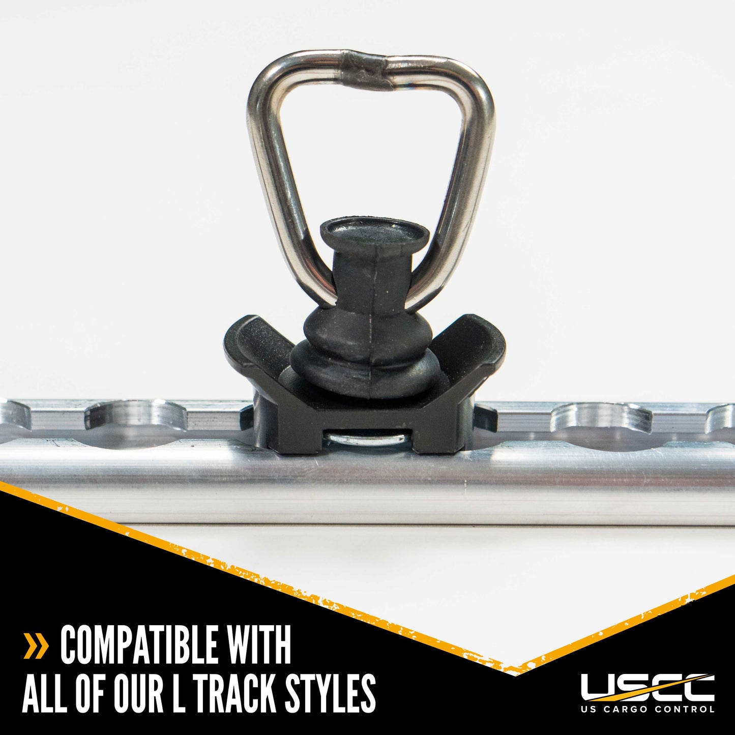 Single Stud L-Track Fitting with D-Ring | Black | 4,000 lbs. BS