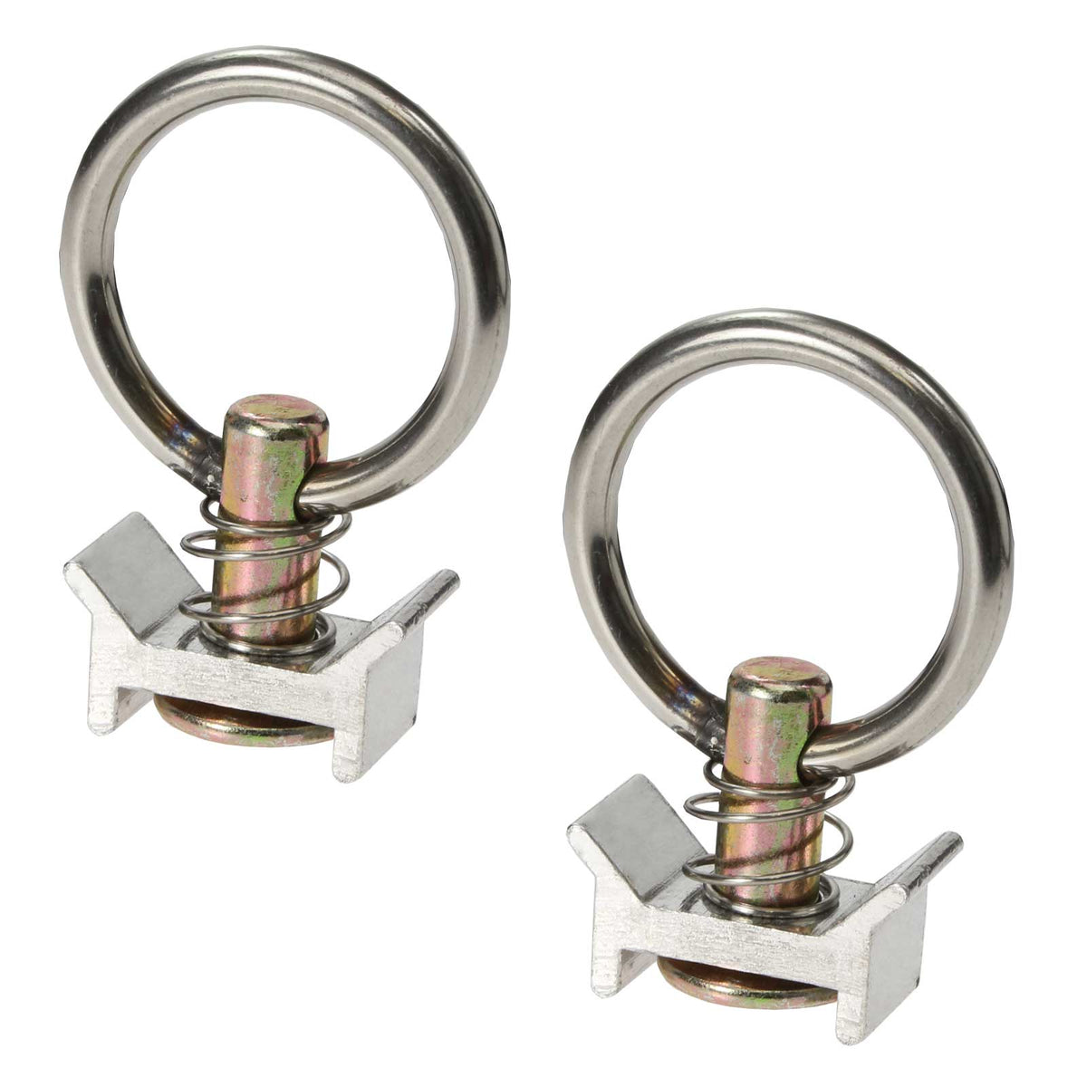 Single Stud L-Track Fitting with Stainless Steel Round Ring | 4,000 lbs. BS | 2-Pack