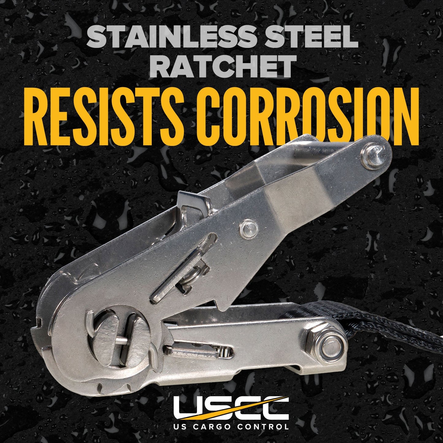 1" x 15' Black Stainless Steel Endless Ratchet Strap