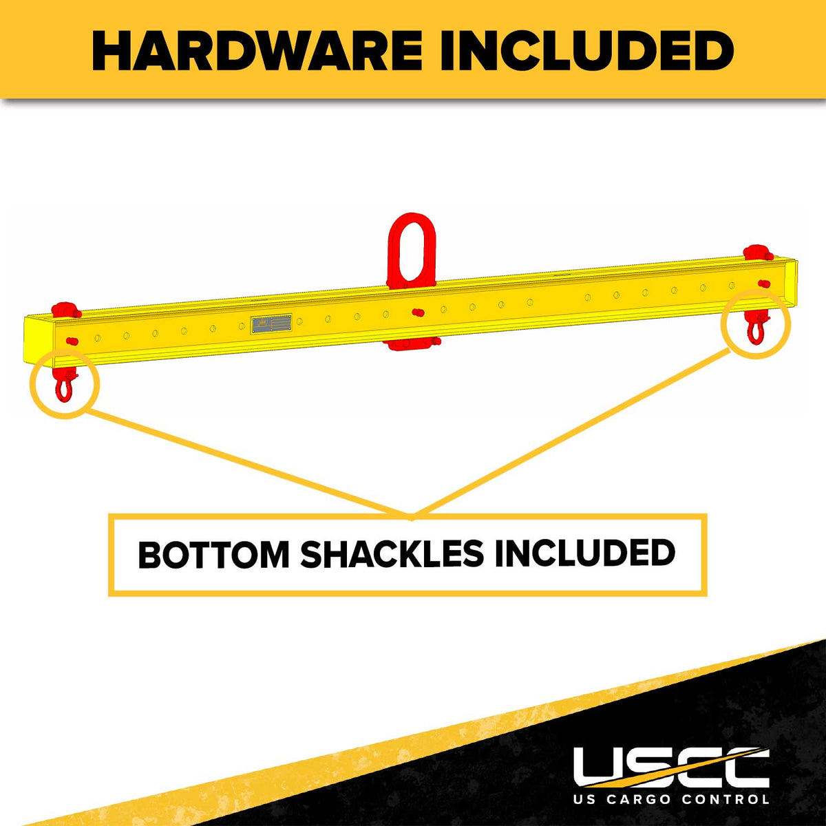 Standard Adjustable Lifting Beam w/ Shackles -  8,000 Lb. Capacity - 3' to 6' Spread