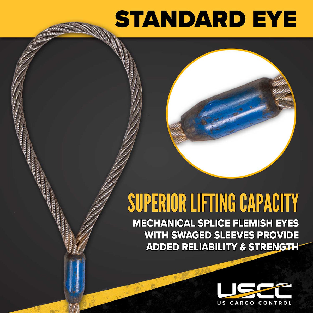 7/8" x 16' Standard Eye & Hook Wire Rope Sling