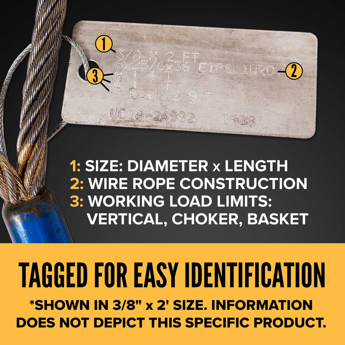 3/4" x 8' Standard Eye & Hook Wire Rope Sling