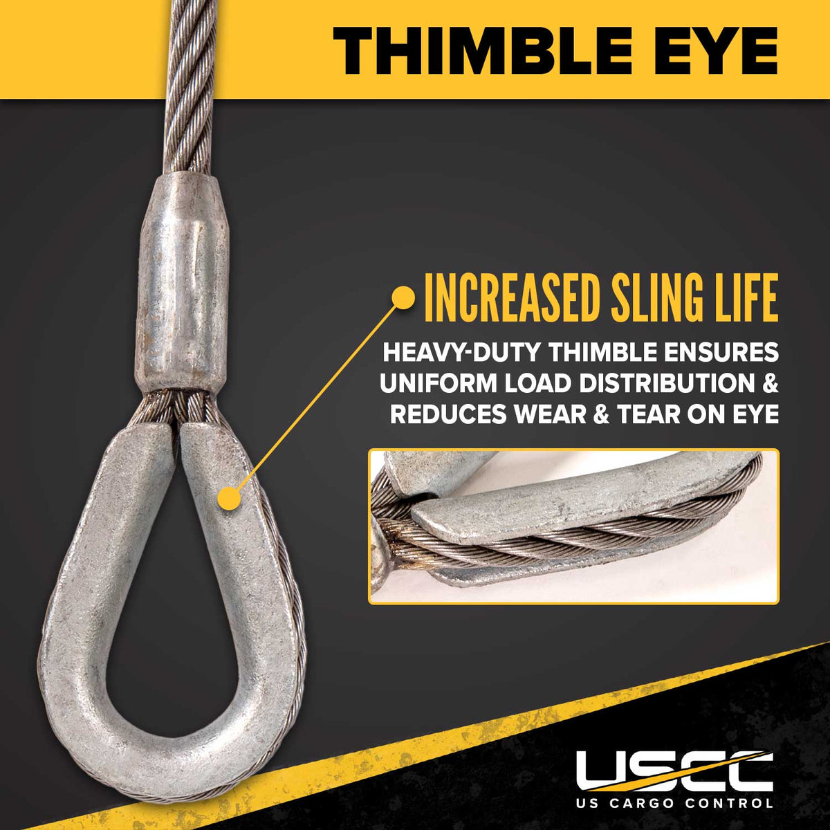 1/4" x 5' Standard Eye & Thimble Wire Rope Sling