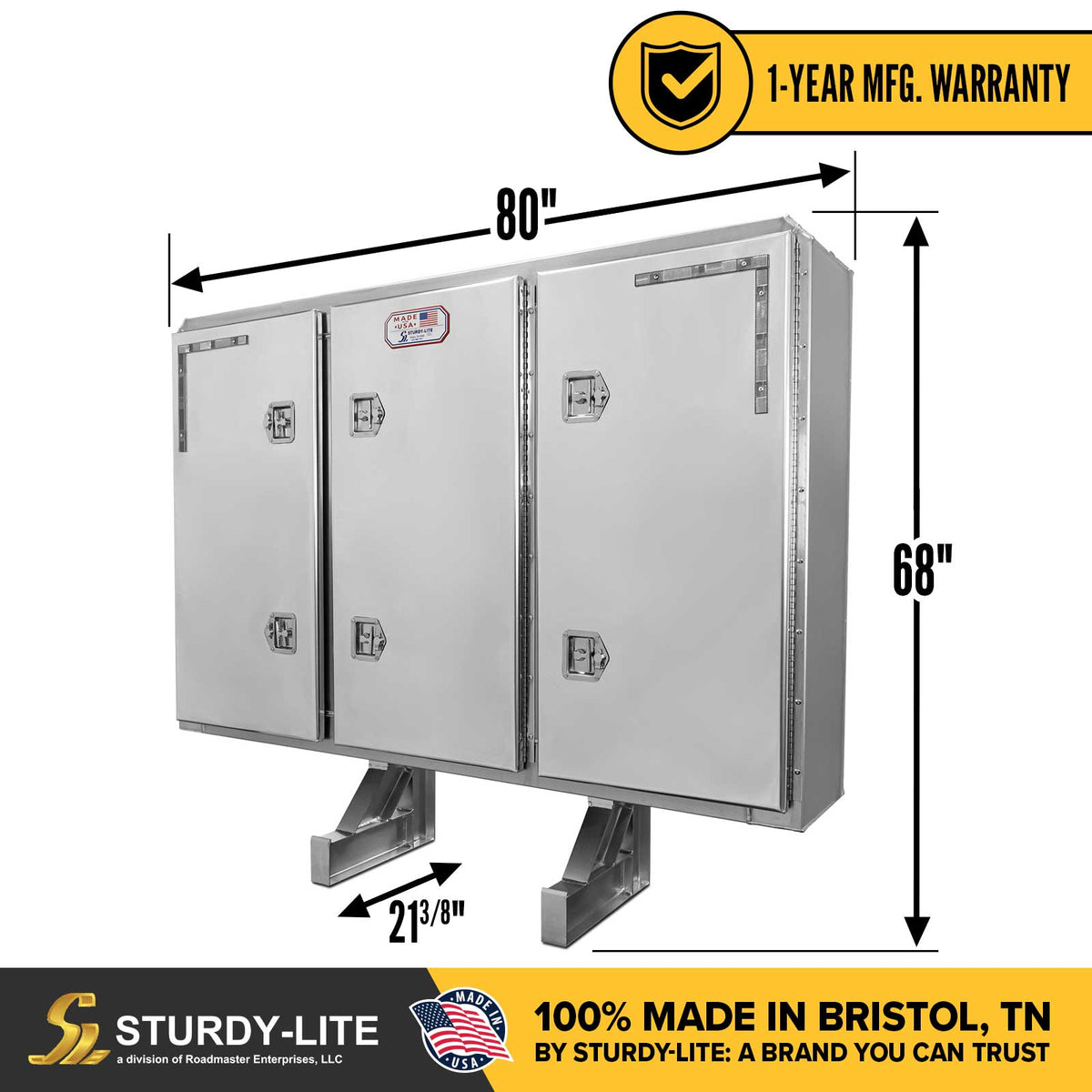 68" x 80" 3-Door Enclosed Headache Rack | Straight Frame Mounting Kit