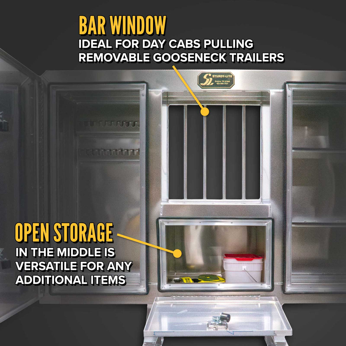68" x 80" 3-Door Split Enclosed Headache Rack | Bar Window | U-Bolt Mounting Kit