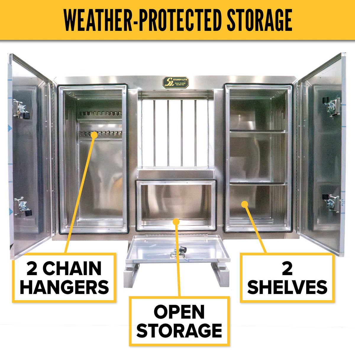 68" x 80" 3-Door Split Enclosed Headache Rack | Bar Window | U-Bolt Mounting Kit