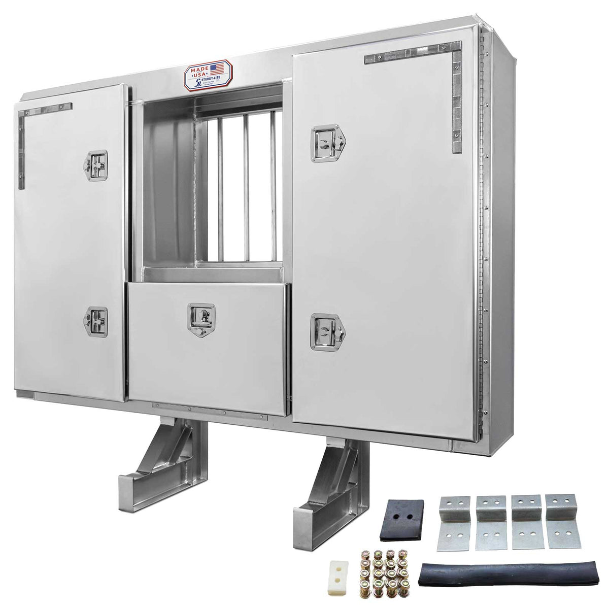 68" x 80" 3-Door Split Enclosed Headache Rack | Bar Window | Side Mounting Kit