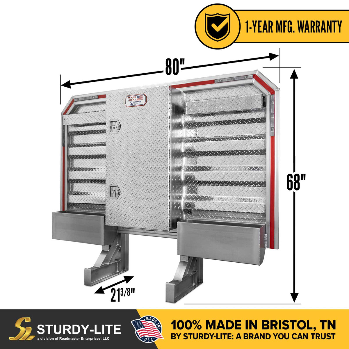 68" x 80" 1-Door Semi Headache Rack | 2 Half-Trays & 2 Chain Hangers | Straight Frame Mounting Kit