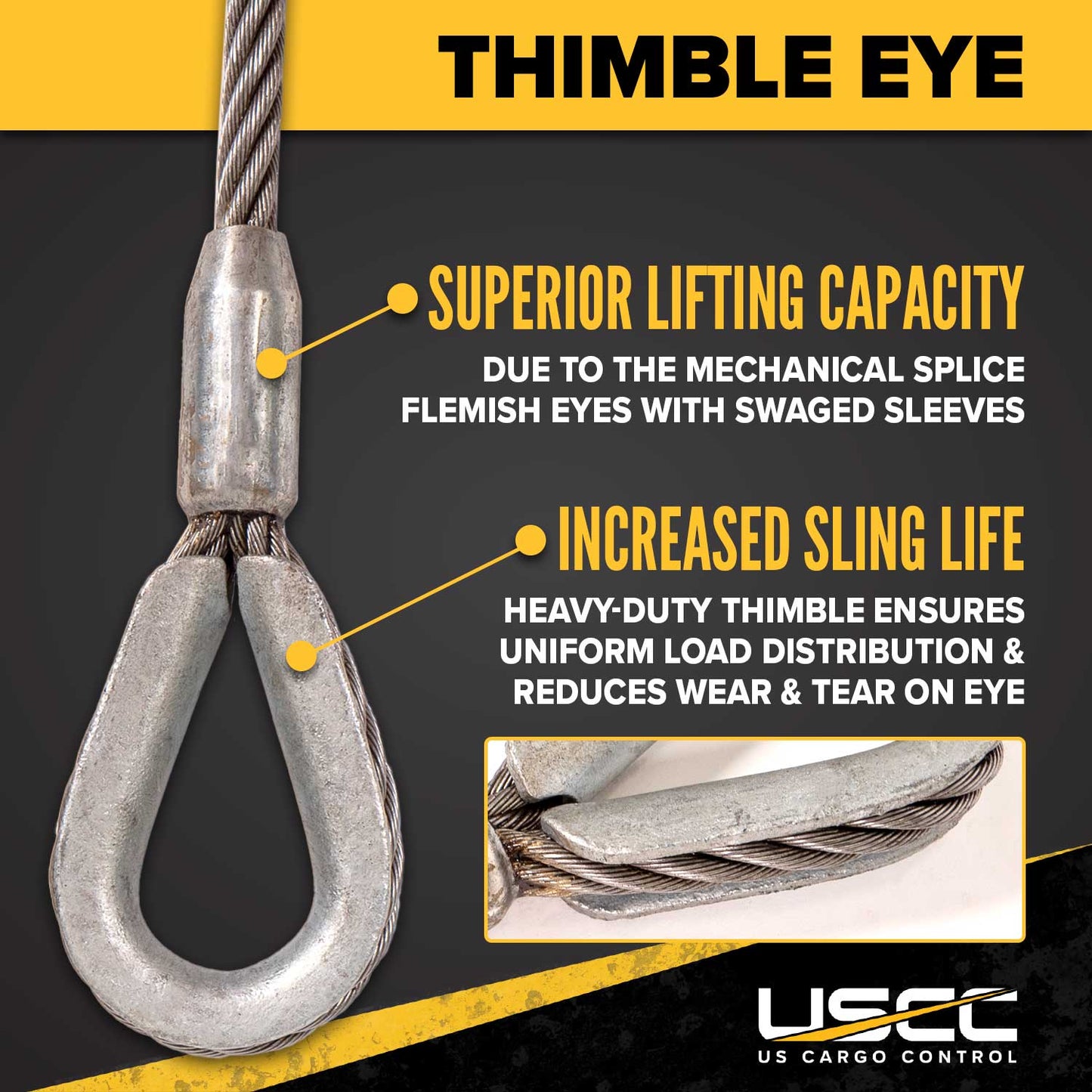 1/2" x 10' Thimble Eye Wire Rope Sling
