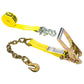 2" x 15' Tow Truck Ratchet Strap - Chain Extension / RTJ Cluster Hook | Yellow