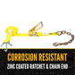 2" x 15' Tow Truck Ratchet Strap - Chain Extension / RTJ Cluster Hook | Yellow