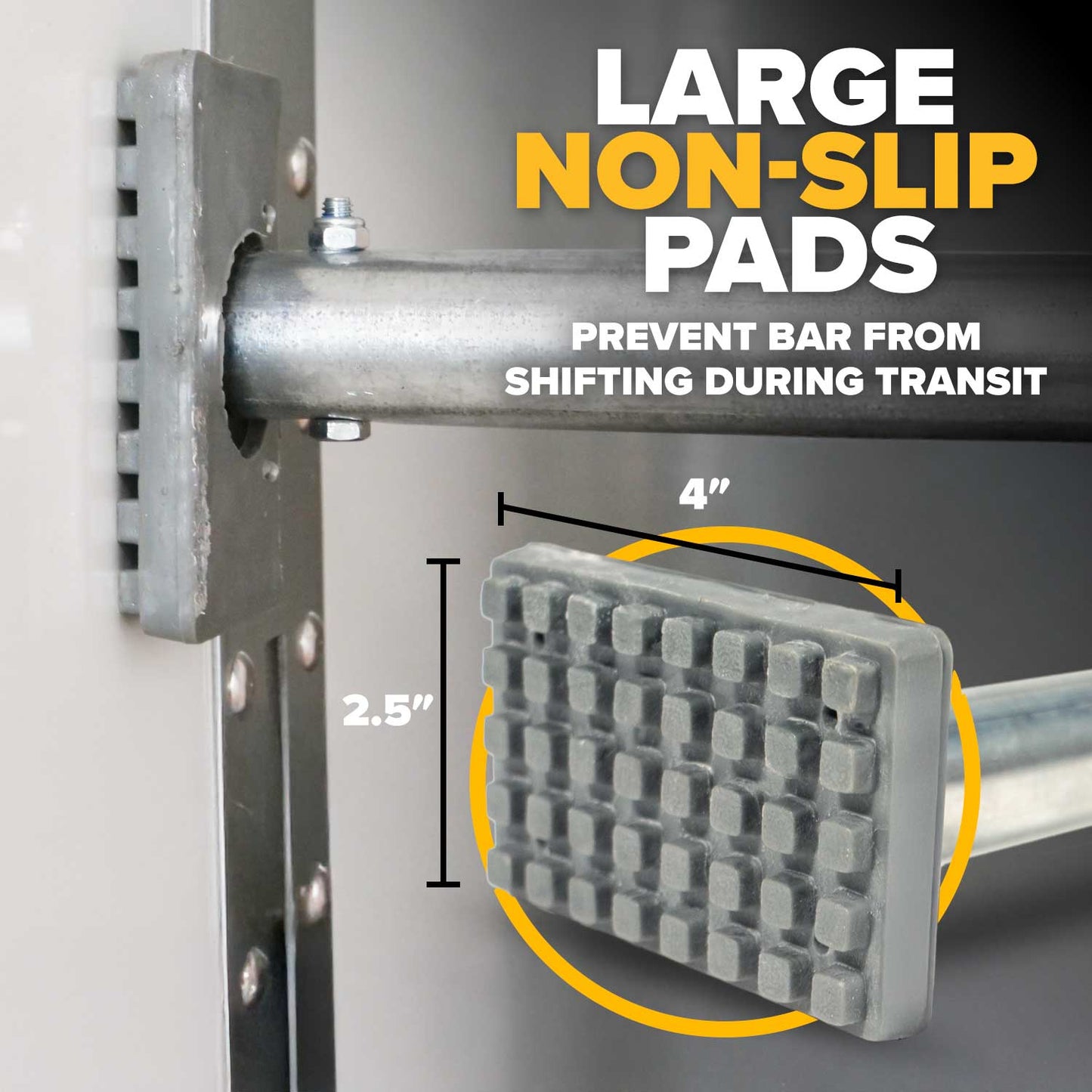 Steel Round Tube Load Bar w/ 2.5"X4" Pads | Qty. 120 (Pallet)