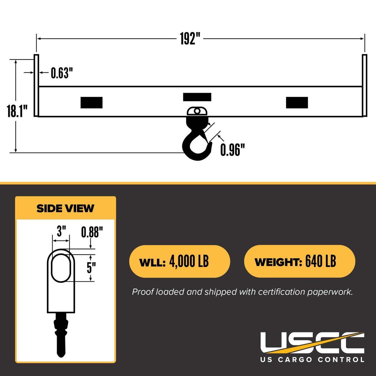 Twin Hoist Lifting Beam -  4,000 Lb. Capacity - 16' Max Spread