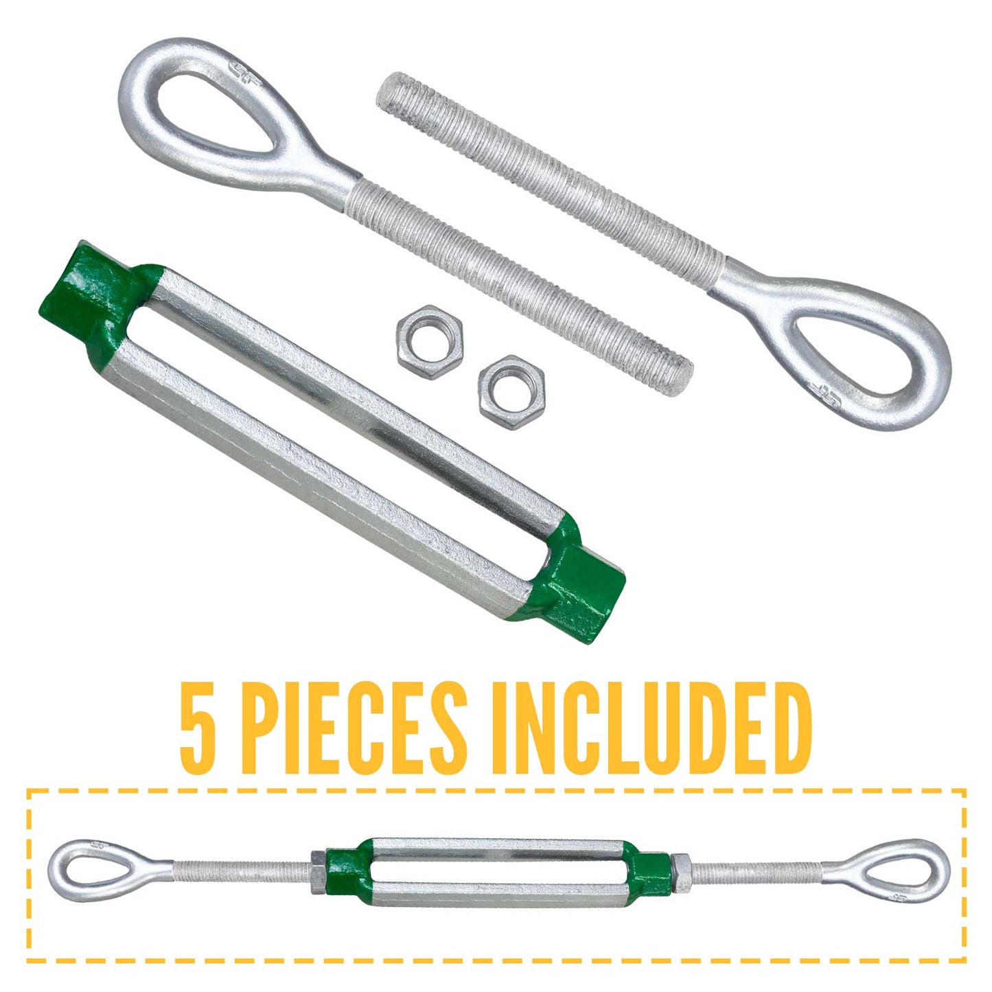 5/8" x 6" Van Beest® Eye & Eye Galvanized Turnbuckle - G-6311