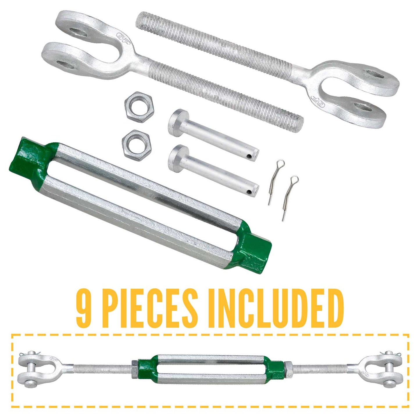 2-3/4" x 24" Van Beest® Jaw & Jaw Galvanized Turnbuckle - G-6313