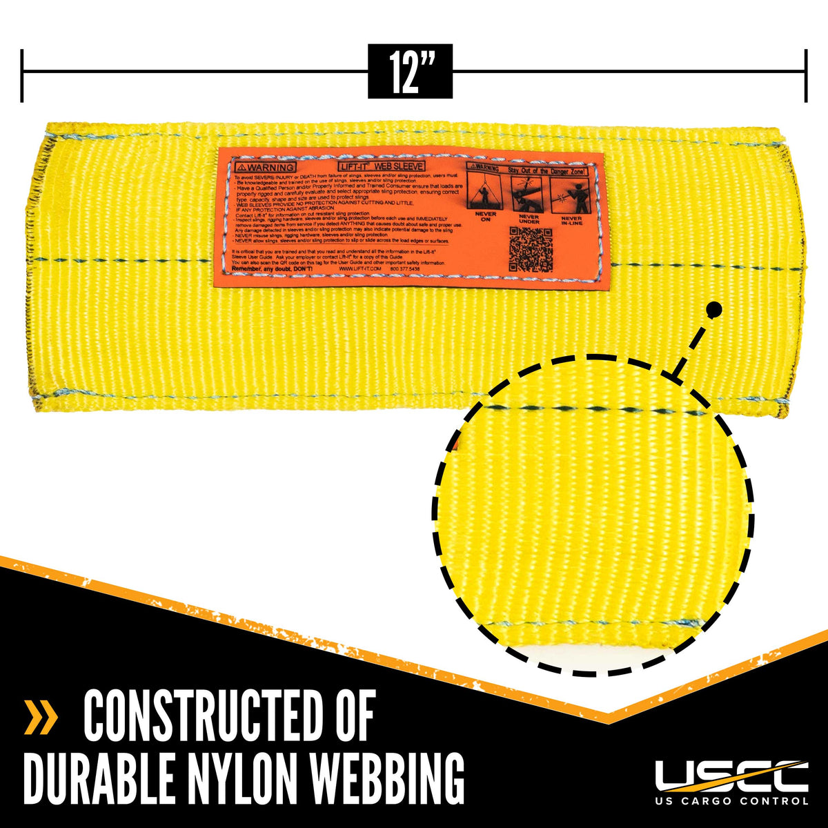Nylon Sewn Wear Pads for Slings for 1" Webbing | 12" Long