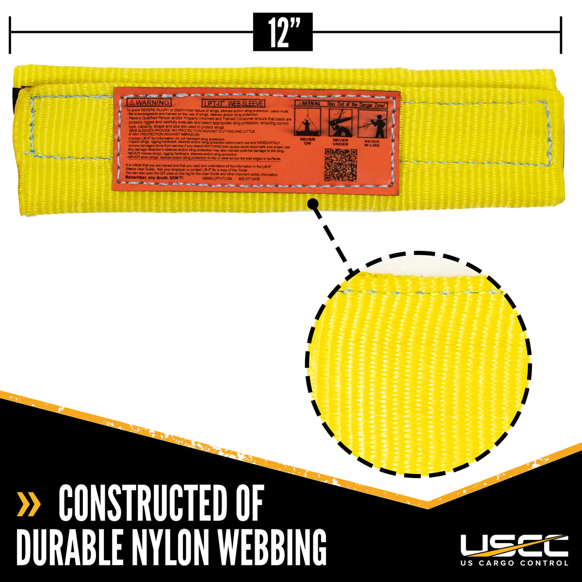 Nylon Tubular Wear Sleeves for Slings | 6" Overall Width | 12" Long