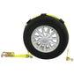 Car Carrier Wheel Strap w/ Swivel Hooks & Adj. Rubber Blocks & Ratchet - 4 Pack